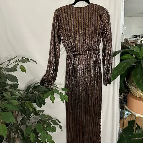 NWT Ramy Brook Sutton Metallic Navy Combo Maxi Dress 2XS